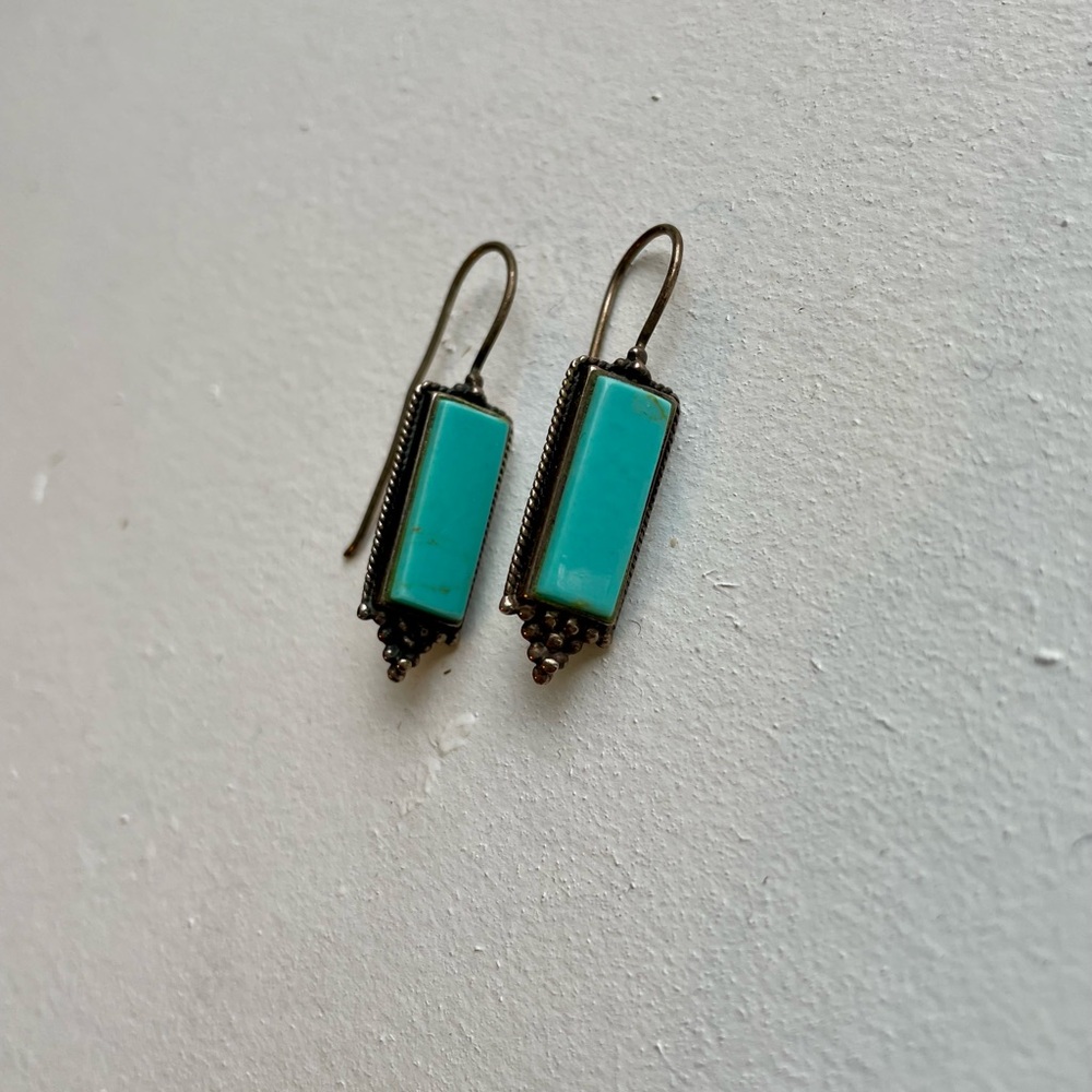 Turquoise Rectangular Earrings - image 2